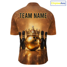 Load image into Gallery viewer, Black and Gold crown Bowling ball pins Bowling Shirts for Men Custom Bowling Team league jerseys NQS11593