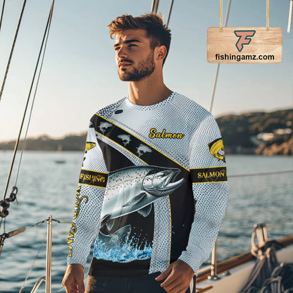 Chinook Salmon fishing scales UV protection Custom long sleeve fishing shirts, Salmon fishing jerseys NQS10216