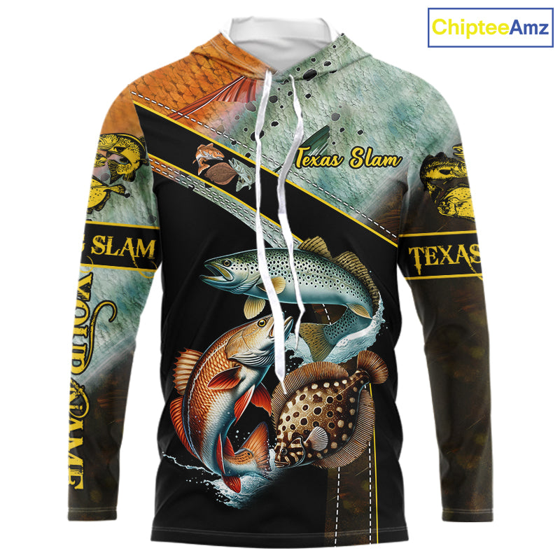 Redfish, Trout, Flounder fishing scales Custom long sleeve fishing shirts, TX Slam fishing jerseys NQS10217