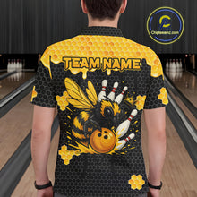 Load image into Gallery viewer, Custom Black and Yellow Honey Bee Bowling Shirts For Men, Bee Bowling Team Bowlers Outfit NQS10376