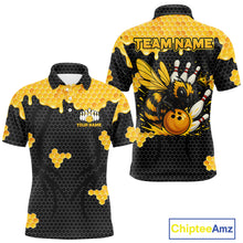 Load image into Gallery viewer, Custom Black and Yellow Honey Bee Bowling Shirts For Men, Bee Bowling Team Bowlers Outfit NQS10376