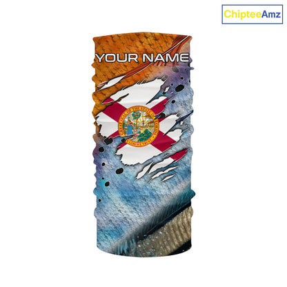 Inshore slam redfish trout snook scales Florida flag Custom patriotic fishing long sleeve shirts NQS8621