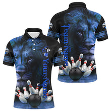 Load image into Gallery viewer, Lion Bowling Polo, Quarter Zip Shirts For Men Custom Bowling League Shirt Team Jerseys Outfits | Blue NQS8860