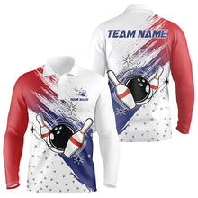 Load image into Gallery viewer, Red, White and Blue Bowling Polo, 1/4 Zip Shirts For Men Custom Bowling Team Jersey, Gift For Bowlers NQS9122