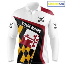 Load image into Gallery viewer, Personalized Maryland flag mens golf polo shirts custom patriotic golf outfit men NQS11386