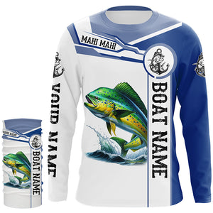 Mahi mahi fishing Customize name and boat name tournament long sleeves fishing shirts NQS1578