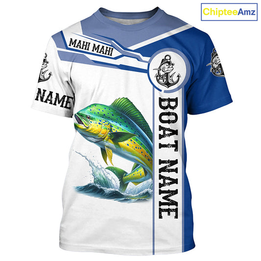 Mahi mahi fishing Customize name and boat name tournament long sleeves fishing shirts NQS1578