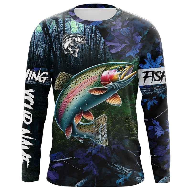 Rainbow trout Fishing blue camo fishing team trout Custom Long Sleeve UV protection fishing shirts NQS6070