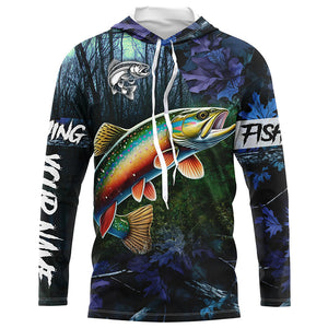 Brook trout Fishing blue camo fishing team trout Custom Long Sleeve UV protection fishing shirts NQS6072