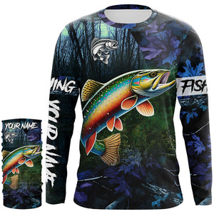 Brook trout Fishing blue camo fishing team trout Custom Long Sleeve UV protection fishing shirts NQS6072