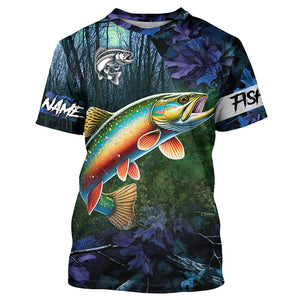 Brook trout Fishing blue camo fishing team trout Custom Long Sleeve UV protection fishing shirts NQS6072