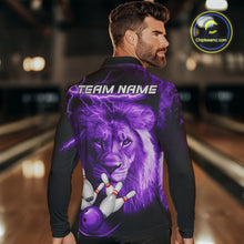 Load image into Gallery viewer, Personalized Purple Lightning Thunder Storm Lion Bowling Shirts For Men Custom Bowling Team Jerseys NQS9839