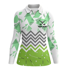 Load image into Gallery viewer, Personalized white and green golf pattern custom Womens golf polo shirt, ladies golf tops golf gifts NQS7767