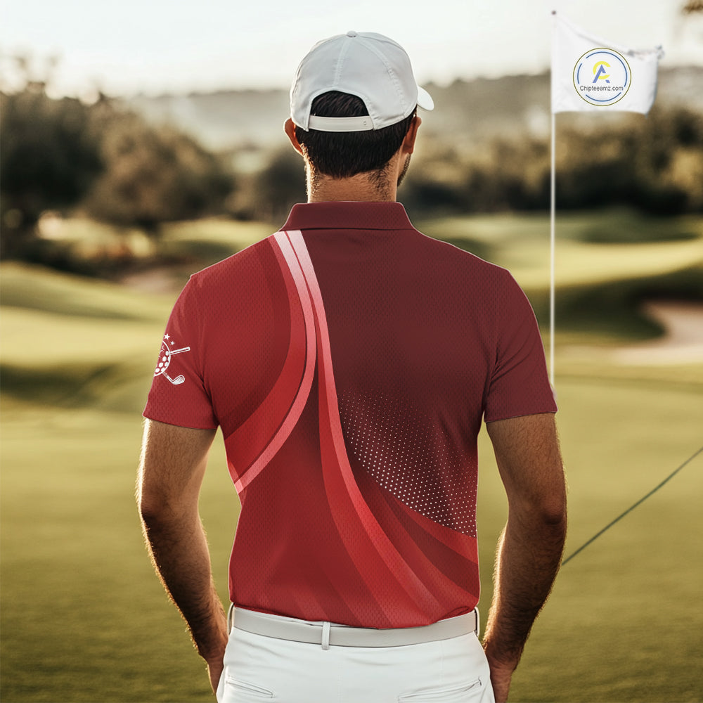 Mens golf polo shirts custom name Red golf shirt, tournament golf tops for mens, golf gift NQS10224