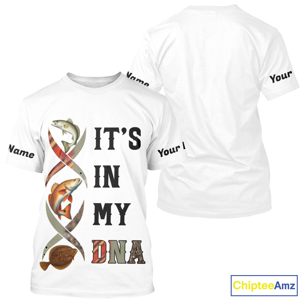 Redfish, Trout, Flounder fishing scales It's in my DNA Custom TX Slam UV Protection fishing shirts NQS10392