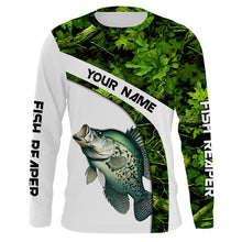 Load image into Gallery viewer, Crappie fishing Green Camo UV protection Customize name long sleeves fishing shirts, gift for fisherman NQS802