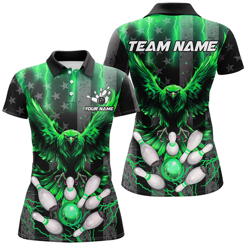 Black American flag Women bowling shirts Custom Green lightning thunder Eagle Bowling Team Jerseys NQS8882