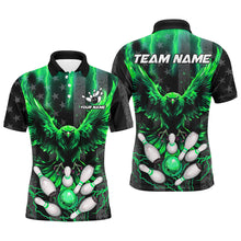 Load image into Gallery viewer, Black American flag Mens bowling shirts Custom Green lightning thunder Eagle Bowling Team Jerseys NQS8882