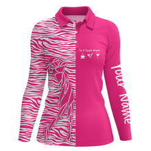 Load image into Gallery viewer, Pink Womens golf polo shirt custom I'm a simple women coffee golf wine zebra pattern ladies golf tops NQS5402