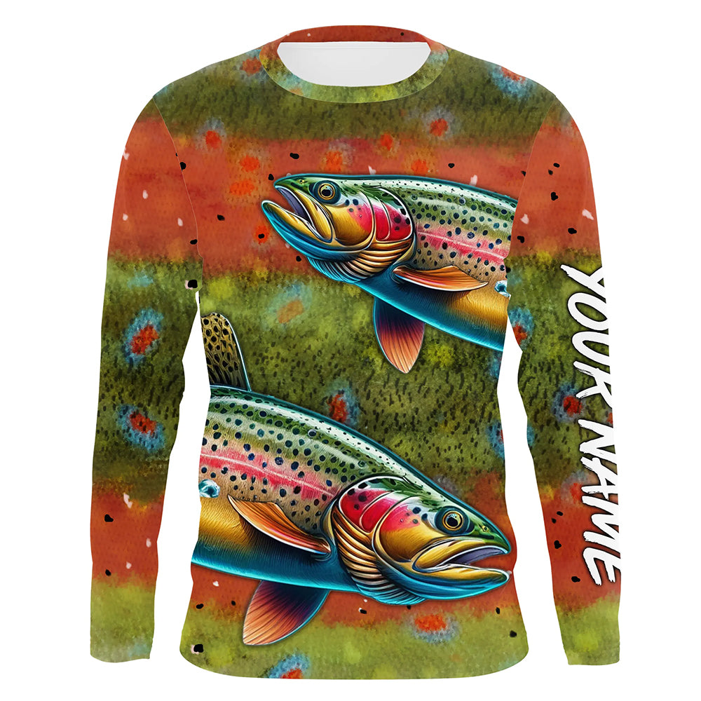 Rainbow trout fishing scales Custom long sleeve Fishing Shirt, personalized freshwater fishing jerseys NQS6801