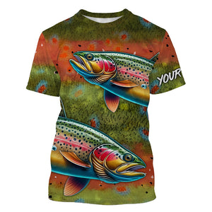 Rainbow trout fishing scales Custom long sleeve Fishing Shirt, personalized freshwater fishing jerseys NQS6801