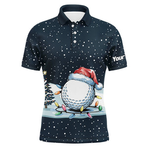 Blue Christmas Golf Ball in Snow Mens Golf Polo Shirts Custom Christmas Golf shirt for men NQS9129