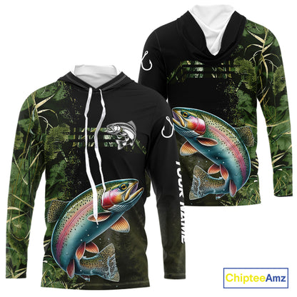 Rainbow Trout fishing camouflage Custom performance long sleeve Fishing Shirts, Trout Fishing jerseys NQS10080