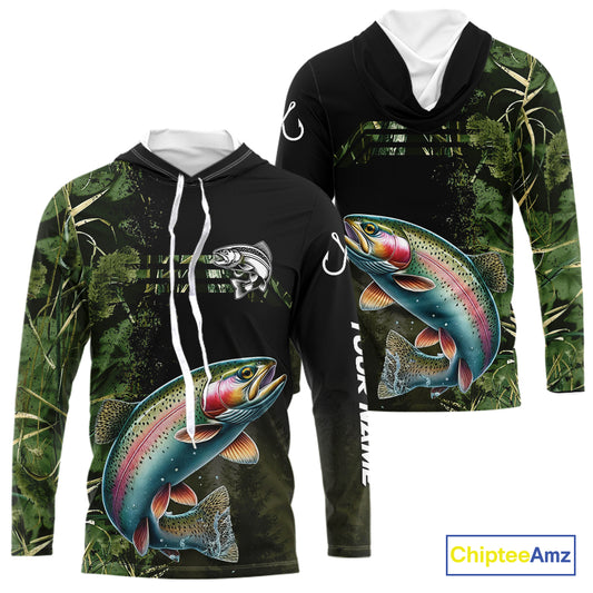 Rainbow Trout fishing camouflage Custom performance long sleeve Fishing Shirts, Trout Fishing jerseys NQS10080