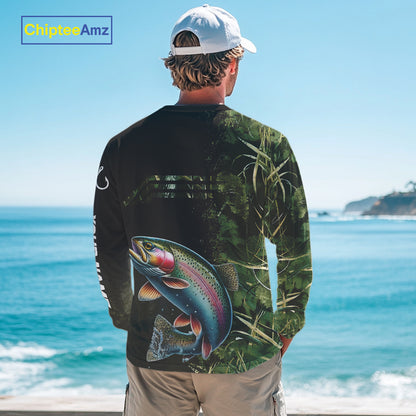 Rainbow Trout fishing camouflage Custom performance long sleeve Fishing Shirts, Trout Fishing jerseys NQS10080