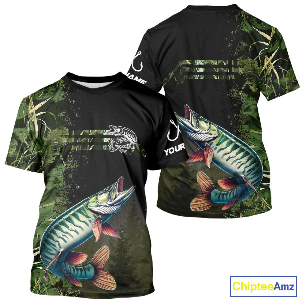 Musky fishing camouflage Custom performance long sleeve Fishing Shirts, Muskellunge Fishing jerseys NQS10081