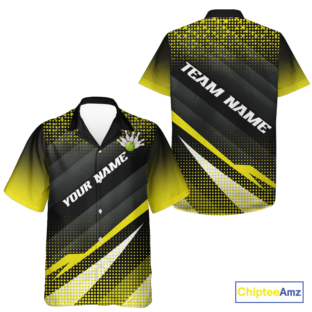Yellow Bowling Custom Bowling Hawaiian Shirt Bowling Team Jerseys Bowling Tournament NQS10605