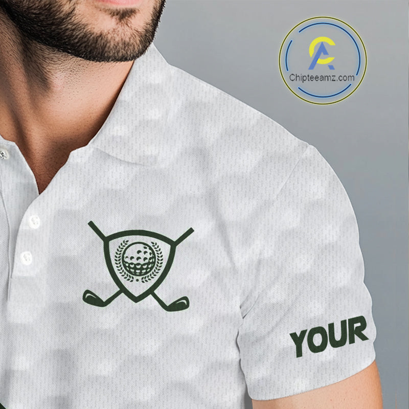 Custom White and Green shamrock pattern Golf Polo Shirts For Men, St Patrick's day team mens golf top NQS11208