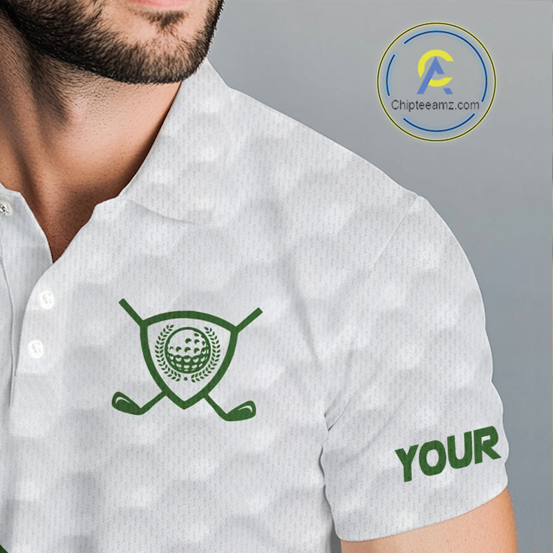 Custom White and Green St Patrick's day pattern Golf Polo Shirts For Men, team mens golf outfit NQS11209