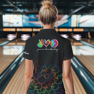 Colorful tie dye Black Bowling Camo Bowling Shirts for Women Custom Peace Love Bowling Team Jerseys NQS9483