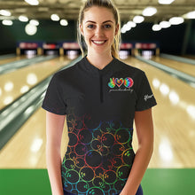 Load image into Gallery viewer, Colorful tie dye Black Bowling Camo Bowling Shirts for Women Custom Peace Love Bowling Team Jerseys NQS9483