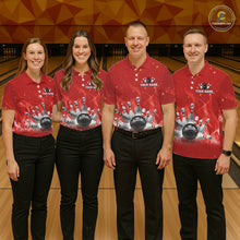 Load image into Gallery viewer, Personalized Red Flame Funny Bowling shirts for Men My drinking team has a bowling problem NQS11615