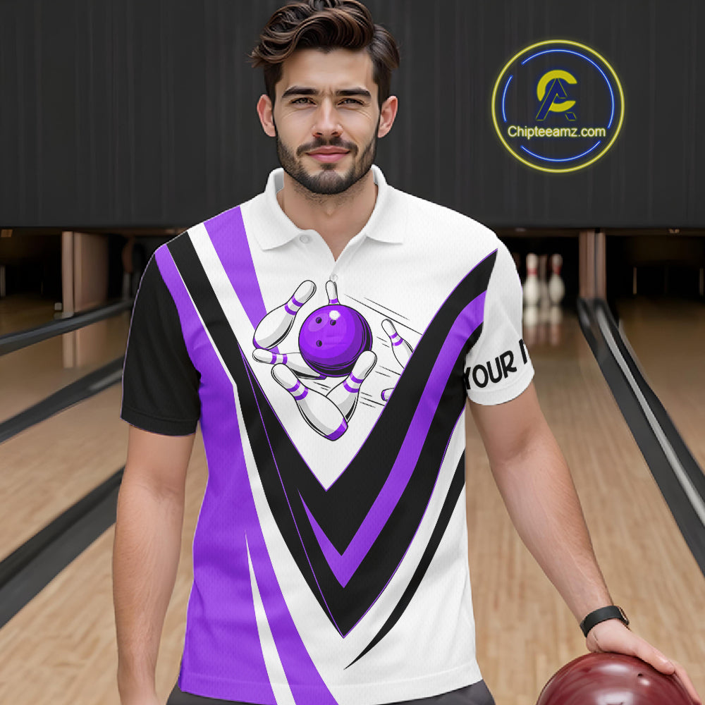 Custom bowling polo shirts for men I'm not swearing, I'm using my bowling words purple bowl shirts NQS7434
