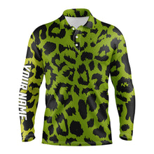 Load image into Gallery viewer, Mens golf polo shirt custom lime green leopard pattern team golf shirts, golf wear for mens NQS5431