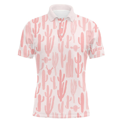 Personalized pink cactus pattern Mens golf polo shirts custom funny cactus golf gifts NQS8434