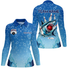 Load image into Gallery viewer, Funny Blue water bubble Shark Bowling Shirt for Women Custom Shark Bowling Team Jersey, bowler gift NQS9145