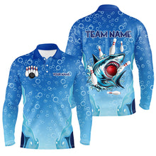 Load image into Gallery viewer, Funny Blue water bubble Shark Bowling Shirt for Men Custom Shark Bowling Team Jerseys, gift for bowler NQS9145