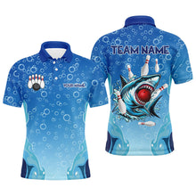 Load image into Gallery viewer, Funny Blue water bubble Shark Bowling Shirt for Men Custom Shark Bowling Team Jerseys, gift for bowler NQS9145