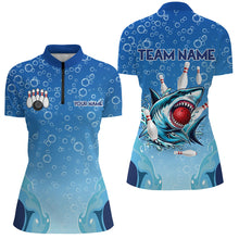 Load image into Gallery viewer, Funny Blue water bubble Shark Bowling Shirt for Women Custom Shark Bowling Team Jersey, bowler gift NQS9145