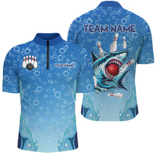 Load image into Gallery viewer, Funny Blue water bubble Shark Bowling Shirt for Men Custom Shark Bowling Team Jerseys, gift for bowler NQS9145