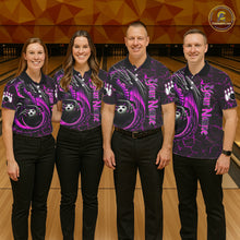 Load image into Gallery viewer, Black And Pink Custom Dragon Bowling Shirts For Men, Dragon Bowling Team Shirts NQS11622