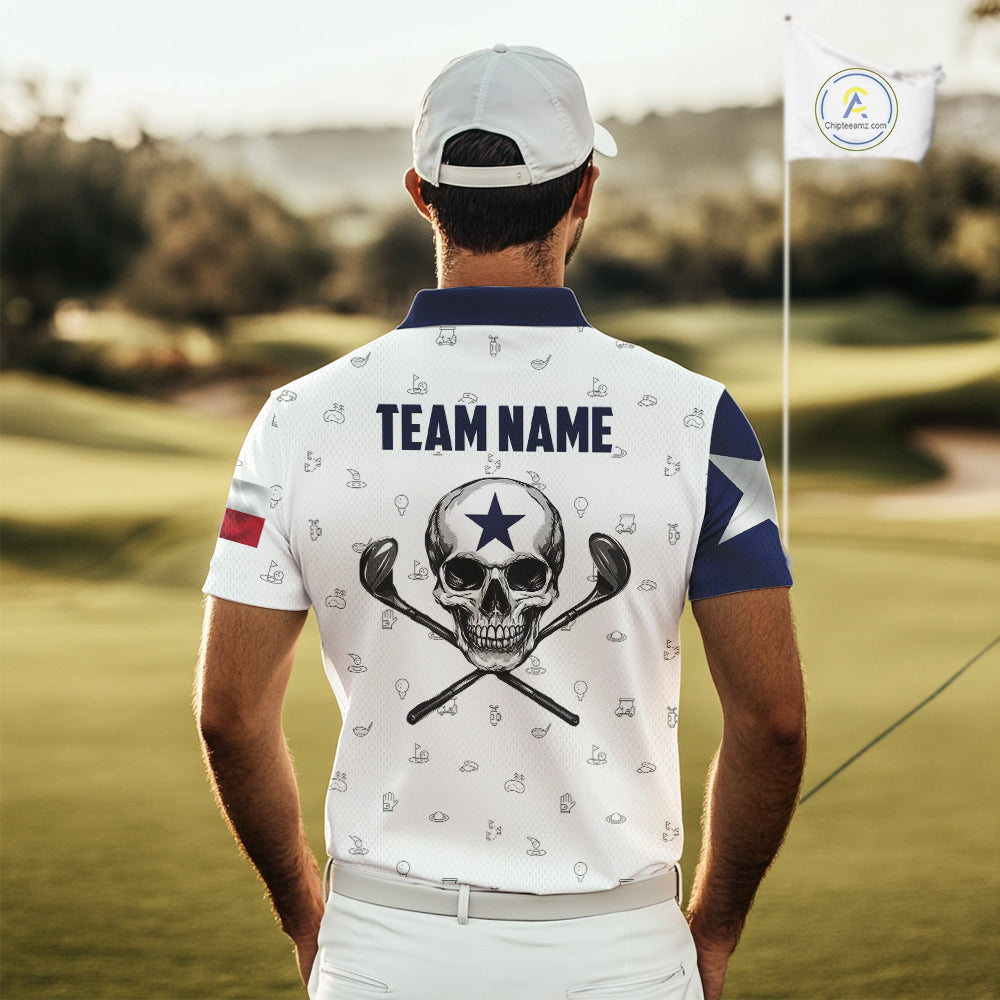 Texas Flag Golf Clubs Skull Golf Camo Men golf polo shirts Custom Patriotic Golf Team Jerseys NQS9936