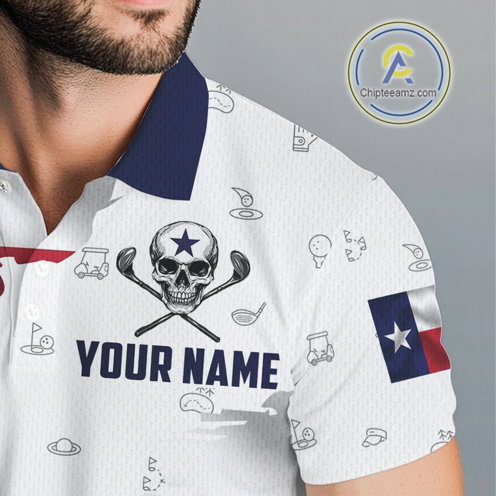 Texas Flag Golf Clubs Skull Golf Camo Men golf polo shirts Custom Patriotic Golf Team Jerseys NQS9936