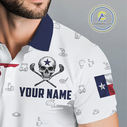 Texas Flag Golf Clubs Skull Golf Camo Men golf polo shirts Custom Patriotic Golf Team Jerseys NQS9936
