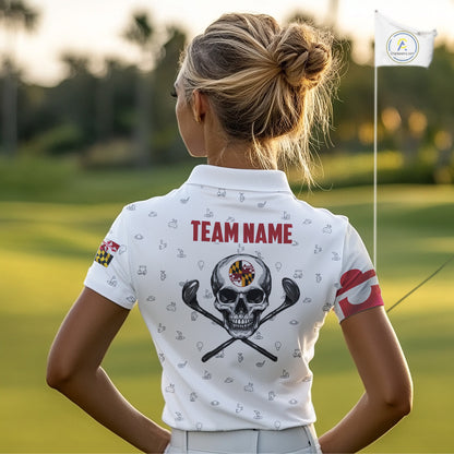 Maryland Flag Golf Clubs Skull Golf Camo Women golf polo shirts Custom Patriotic Golf Team Jersey NQS9937