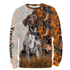 German Shorthaired Pointer dog hunting orange camo Custom Name Full Printing Shirts, Hunting Gifts NQS3569